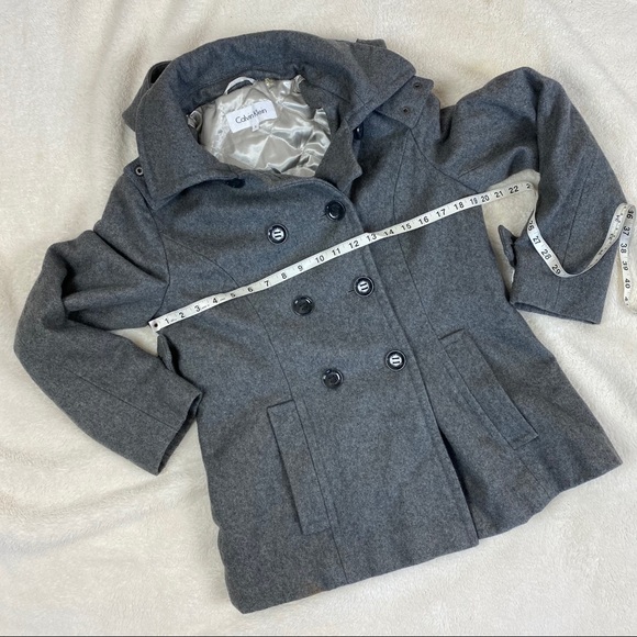 Calvin Klein Hooded Wool Quilted Lined Peacoat Gray 8 - Picture 7 of 11